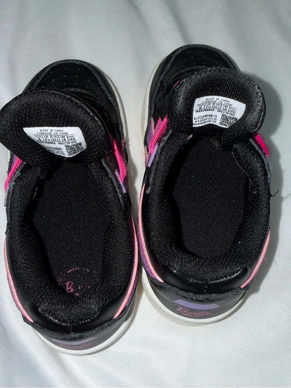 Reebok Kids Black and Hot Pink Low-Top Sneakers